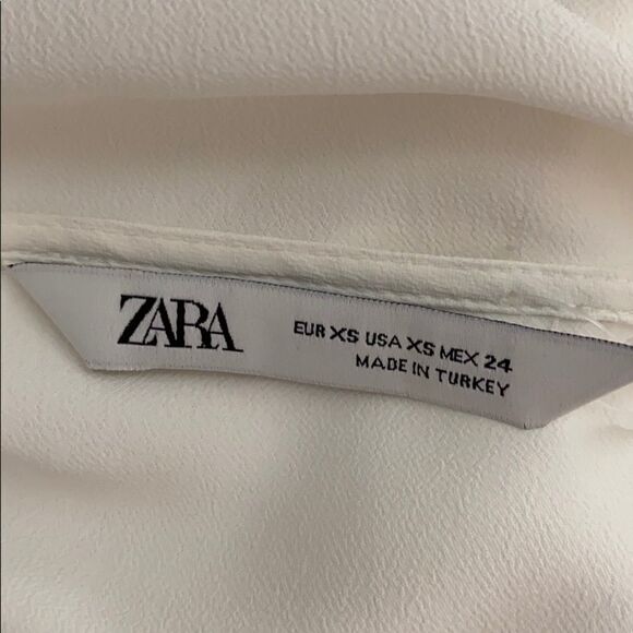 Zara SZ XS oversized white blouse pleated sides - Picture 4 of 4